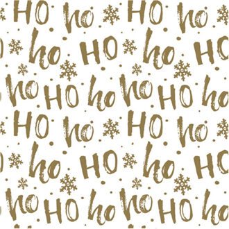 kerst thema servetten - 20x st - 33 x 33 cm - HohoHo - wit/goud Goudkleurig