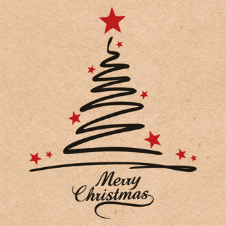 kerst thema servetten - 20x st - 33 x 33 cm - natuur - Merry Christmas - Feestservetten Bruin