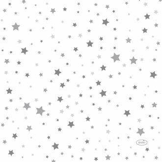 kerst thema servetten - 20x st - 33 x 33 cm - wit met sterren - Feestservetten