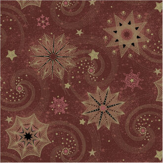 kerst thema servetten - 20x st - bordeaux rood - 33 x 33 cm - sterren/sneeuwvlokken