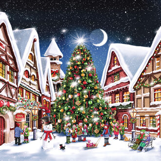Kerst thema servetten - 20x - winterse kerstprint- 33 cm