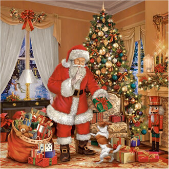 kerst thema servetten - 40x st - 33 x 33 cm - kerstman - papier