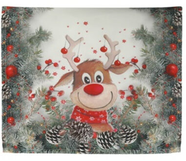 Kerst thema tafelloper/tablerunner met rendier 40 x 160 cm Multi