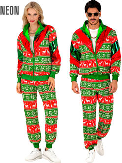 Kerst Trainingspak Groen Rood Unisex Multikleur - Print