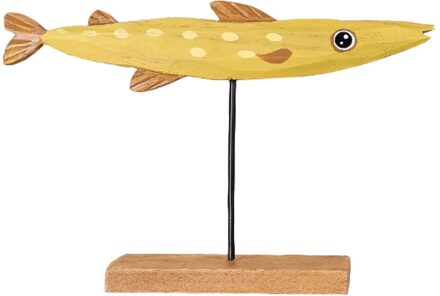 Kerst Vis Decor Cartoon Kerst Ornament Houten Vis Desktop Versiering geel