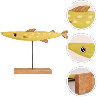 Kerst Vis Vorm Tafel Houten Craft Decor Mooie Dieren Desktop Ornament geel
