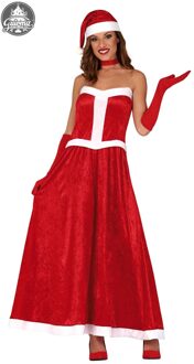 Kerst Vrouw Lange Jurk Rood - Zalm, Wit - Transparant