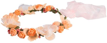 Kerst Vrouwen Wedding Boho Bloem Haar Krans Kroon Hoofdband Bloemen Krans Xmas Haarband Oranje