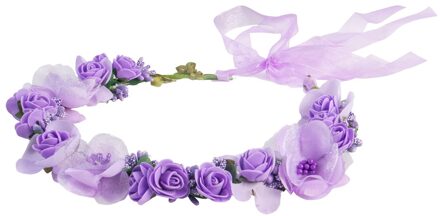 Kerst Vrouwen Wedding Boho Bloem Haar Krans Kroon Hoofdband Bloemen Krans Xmas Haarband Paars