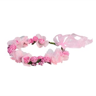 Kerst Vrouwen Wedding Boho Bloem Haar Krans Kroon Hoofdband Bloemen Krans Xmas Haarband Roze
