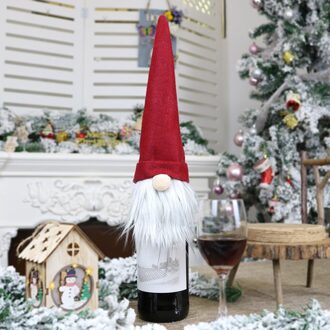 Kerst Wijn Zak Kerst Wijnfles Covers Kerstmis Champagne Fles Cover Jurk Up Decoratie Kerst Faceless Pop Rood
