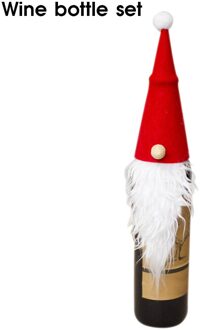 Kerst Wijnfles Decor Set Kerstman Sneeuwpop Fles Cover Kleding Keuken Decoratie Wijn Cover Voor Jaar Diner 1 stuks 01
