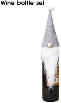 Kerst Wijnfles Decor Set Kerstman Sneeuwpop Fles Cover Kleding Keuken Decoratie Wijn Cover Voor Jaar Diner 1 stuks 02