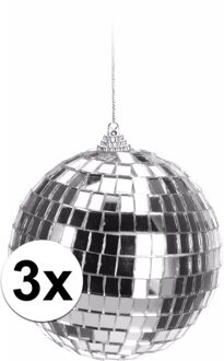 Kerstbal - 3x - discobal - zilver - D10 cm - piepschuim/glas - spiegelbol - kerstversiering