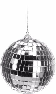 Kerstbal - discobal - zilver - D10 cm - piepschuim/glas - spiegelbol - kerstversiering