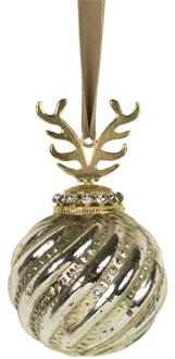 Kerstbal gewei glas goud Ø8cm