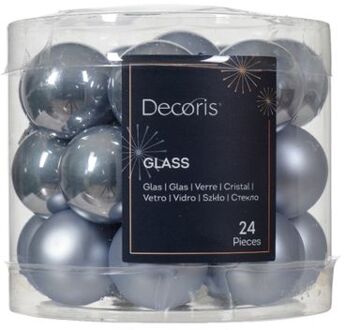 Kerstbal glas d2.5 cm mblw ass 24st kerst Blauw