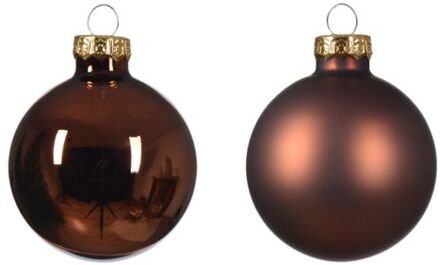 Kerstbal glas d5 cm esprss ass 12st kerst Bruin