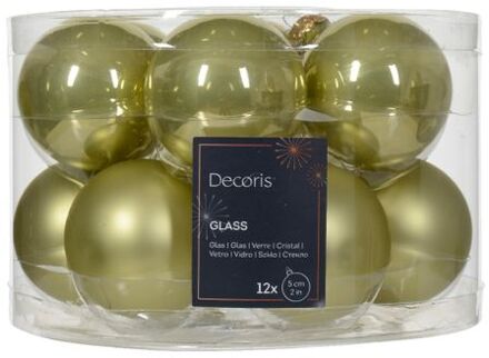 Kerstbal glas d5 cm pstch ass 12st kerst Groen