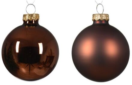 Kerstbal glas d6 cm esprss ass 20st kerst Bruin