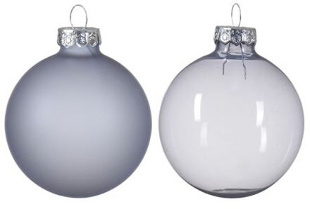 Kerstbal glas d6 cm mist blauw 6st kerst