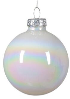 Kerstbal glas d6 cm wit/iris 6st kerst