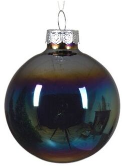 Kerstbal glas d6 cm zwart iris 6st kerst