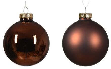 Kerstbal glas d7 cm espresso ass 8st kerst Bruin