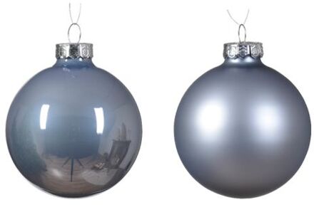 Kerstbal glas d7 cm mblw ass 8st kerst Blauw