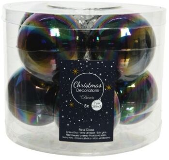 Kerstbal glas d7cm zwart iris 8st