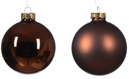 Kerstbal glas d8 cm espresso ass 6st kerst Bruin