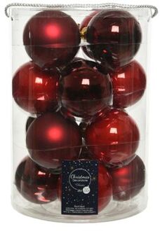 Kerstbal glas d8 cm kerstrood 16st kerst