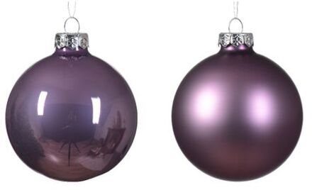 Kerstbal glas d8 cm klila ass 6st kerst Paars