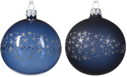 Kerstbal glas d8 cm nachtblw a2 kerst Blauw