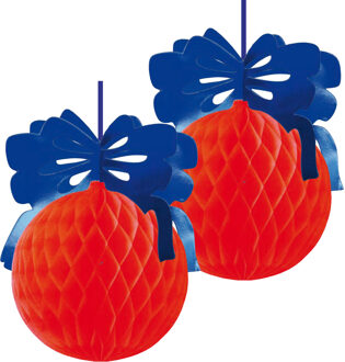 Kerstbal hangdecoratie - 2x - 42 x 30 cm - papier - brandvertragend - kerstversiering