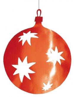 Kerstbal hangdecoratie rood 40 cm van karton - Hangdecoratie