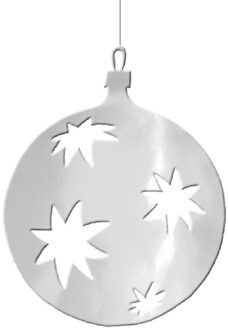 Kerstbal hangdecoratie zilver 30 cm van karton - Hangdecoratie Zilverkleurig