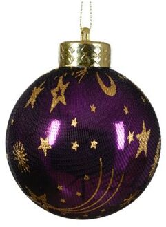 Kerstbal kunststof d8l8 cm violet kerst Paars