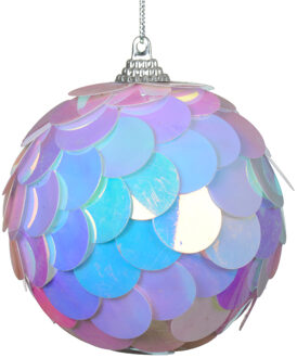 Kerstbal pailletten iriserend 8cm 4 dlg Multikleur