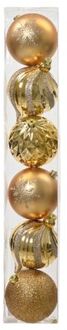 Kerstbal plc d15 cm licht goud 6st kerst Geel