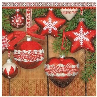 Kerstbal servetten 20 stuks - Feestservetten Multikleur