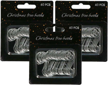 Kerstbalhaakjes - 120x stuks - zilver - 3,5 cm - metaal - kerstboomhaakjes