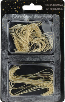 Kerstbalhaakjes - 150x - goud - 3,5 en 6 cm - kerstboomhaakjes