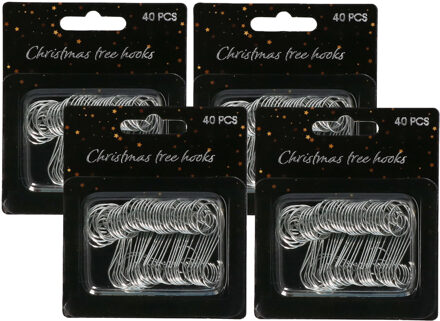 Kerstbalhaakjes - 160x stuks - zilver - 3,5 cm - metaal - kerstboomhaakjes