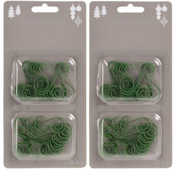 Kerstbalhaakjes - 80x stuks - groen - 3,5 cm - kerstboomhaakjes - Kerstbalhaakjes