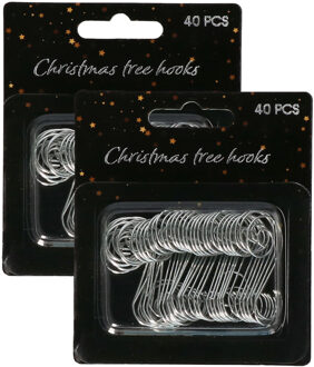 Kerstbalhaakjes - 80x stuks - zilver - 3,5 cm - metaal - kerstboomhaakjes