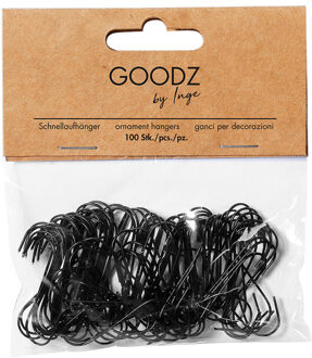 Kerstbalhaakjes/kerstboomhaakjes - 100x stuks - zwart - 3,3 cm