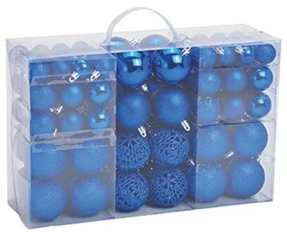 Kerstballen - 100 stuks - blauw - kunststof - 3-4-6 cm - Kerstbal