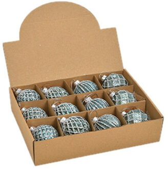 Kerstballen - 12st - glazen - turquoise blauw - 6 cm - Kerstbal