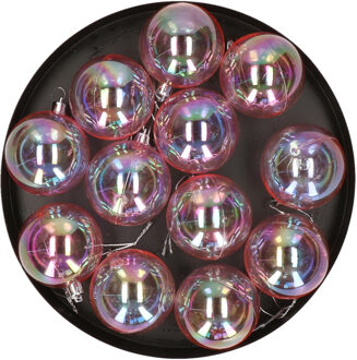 Kerstballen - 12x st - 6 cm - kunststof - transparant parelmoer